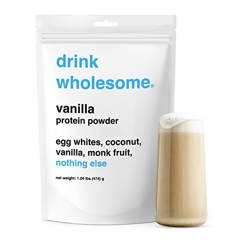 drink wholesome Vanilla Egg White Protein Powder | Easy to Digest & Gut Friendly | All Natural Ingredients | Minimally Processed | Dairy Free | No Additives, No Lactose | 20g Protein