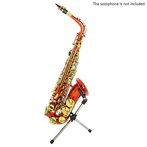 Mowind Foldable Alto Saxophone Stand Stainless Steel Sax Stand Holder Portable Saxophone Bracket Adjustable Stand with Leather Bag