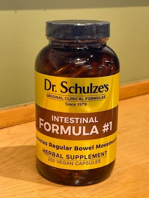 Dr. Schulze's Intestinal Formula #1 | All Natural Bowel Cleanse | Promotes Regular Bowel Movements | Improves Detoxification | Strong Herbal Formula | Family Size | 250 ct Vegan - Packaging May Vary
