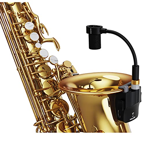 NUX B-6 Saxophone Wireless System with Charging Case,Operation Range of 20 Meters,High-Resolution 24- bit/44.1kHz Audio,2.4GHz Wireless Saxophone Microphone