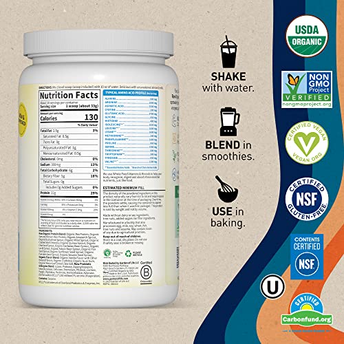 Garden of Life Organic Vegan Vanilla Protein Powder 22g Complete Plant Based Raw Protein & BCAAs Plus Probiotics & Digestive Enzymes for Easy Digestion – Non-GMO, Gluten-Free, Lactose Free 1.5 LB
